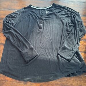Black Long Sleeve Henley Pajama Top-Size XL